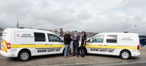 Presentation of two vans to Wexford Marine Watch on Thursday morning at the headquarters Ferrybank. L/r; Frank Flanagan, Kevin O'Reilly (VW Wexford) and Alex Drafilova.